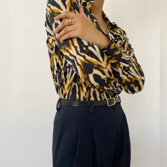 Vintage Animal Print Blouse Button Down Large grunge boho indie whimsy 90s - Picture 3 of 9